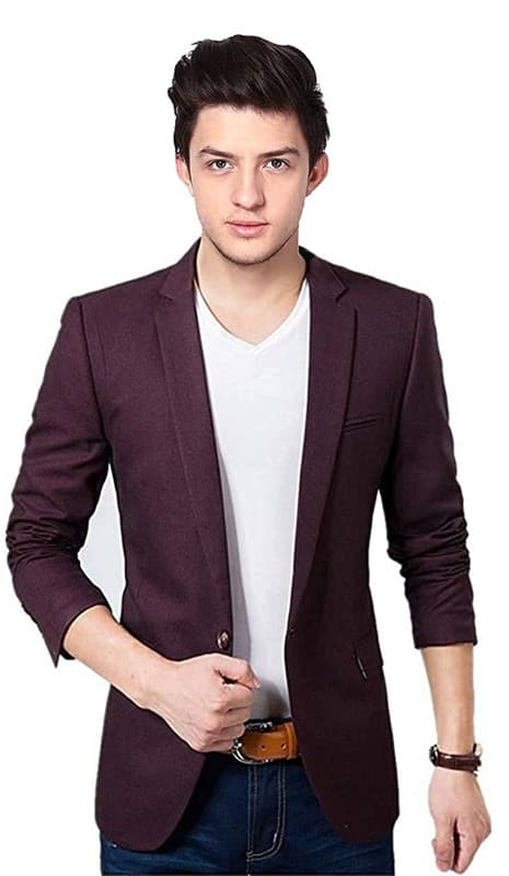 Worsted Blazer For Men Purple Color