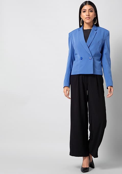 Blue Double Breasted Blazer - View 2