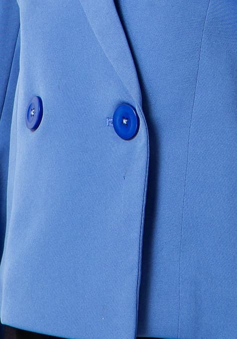 Blue Double Breasted Blazer - View 4