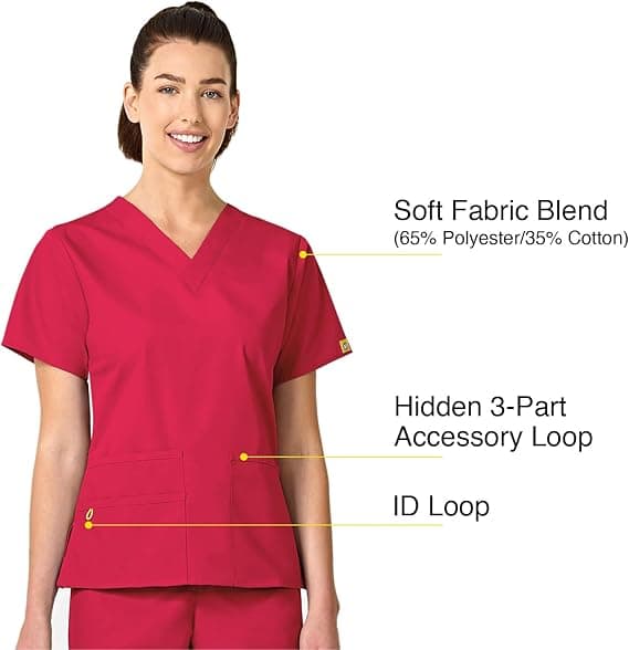 Womens Scrubs Pocket V-Neck Top Scrubs - View 4