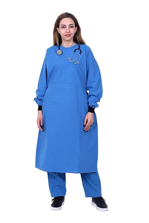 OT Gown plain Unisex Cotton Blue Full Sleeve Hospital Full Size