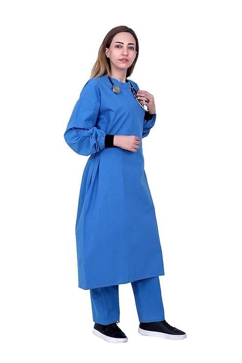 OT Gown plain Unisex Cotton Blue Full Sleeve Hospital Full Size - View 2