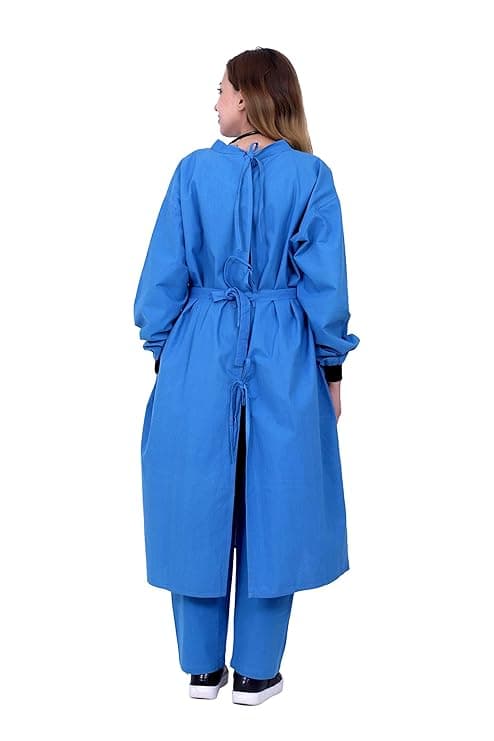 OT Gown plain Unisex Cotton Blue Full Sleeve Hospital Full Size - View 3